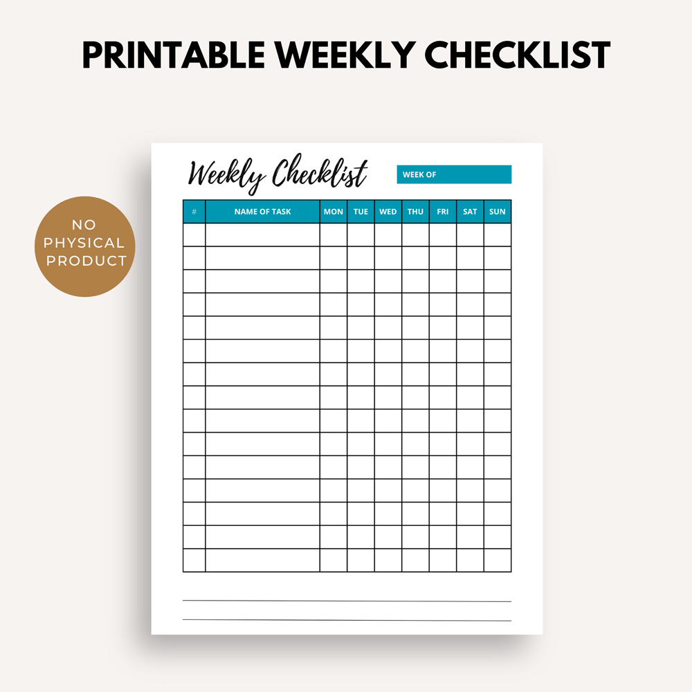 Printable Weekly Checklist